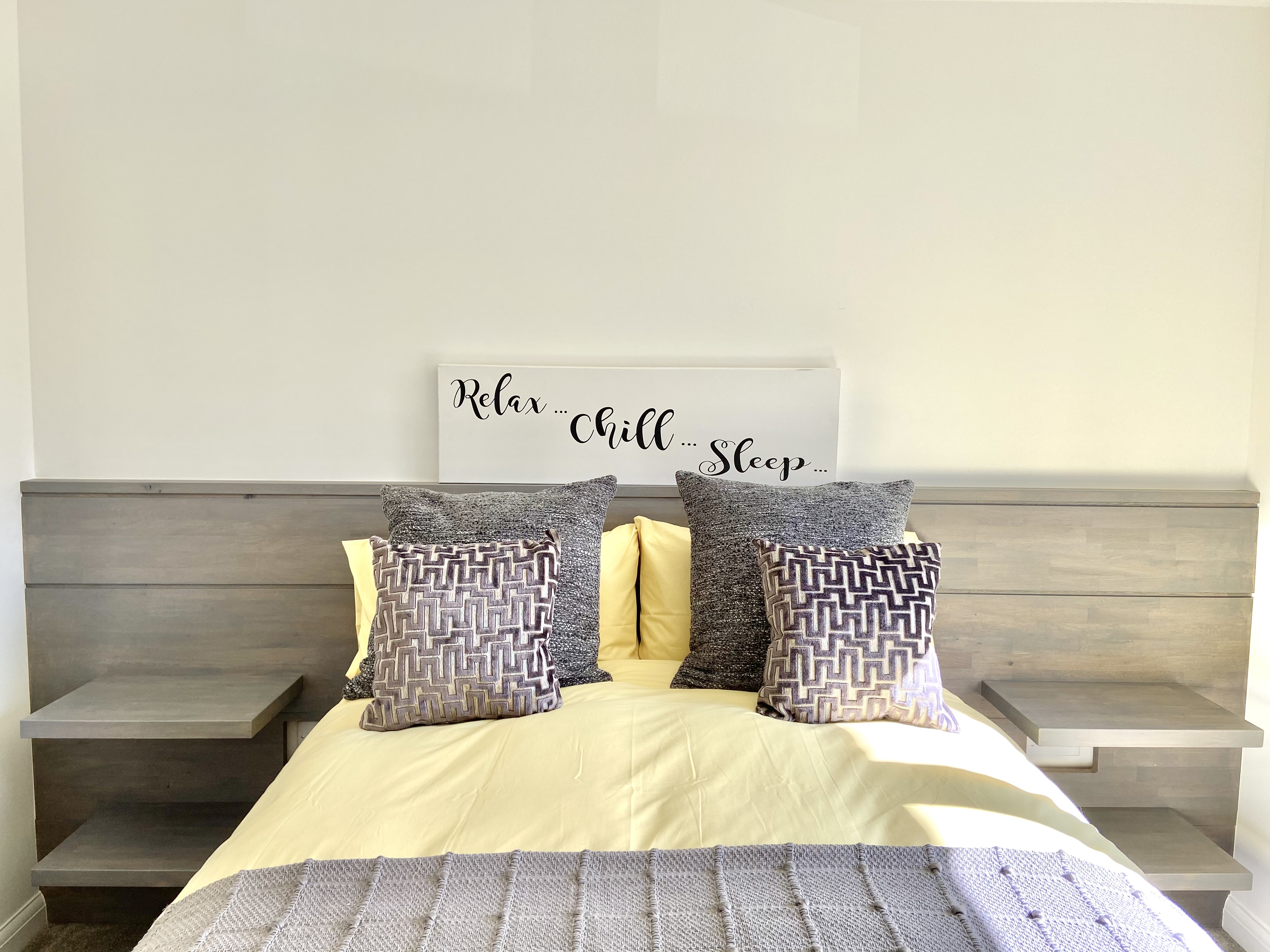Custom made oak bed headboard